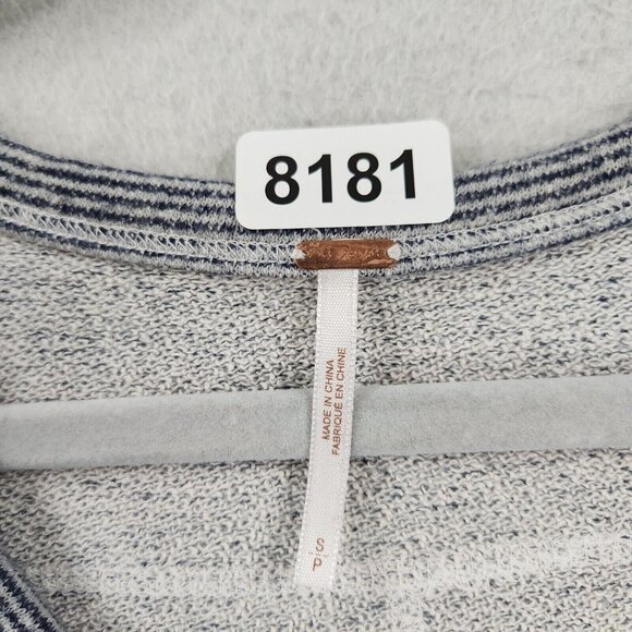 Free People Shirt Womens Small Blue Striped Lacey Love Knit Babydoll Pullover - Picture 8 of 12